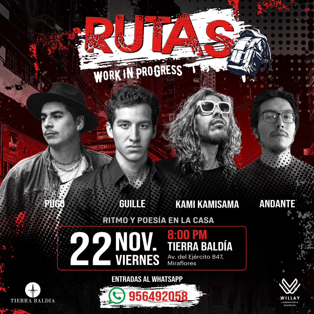 RUTAS: creación colectiva donde se conjuga RAP, impro, literatura y poesía en escena 1 1200X1200 RUTAS AFICHE baldia