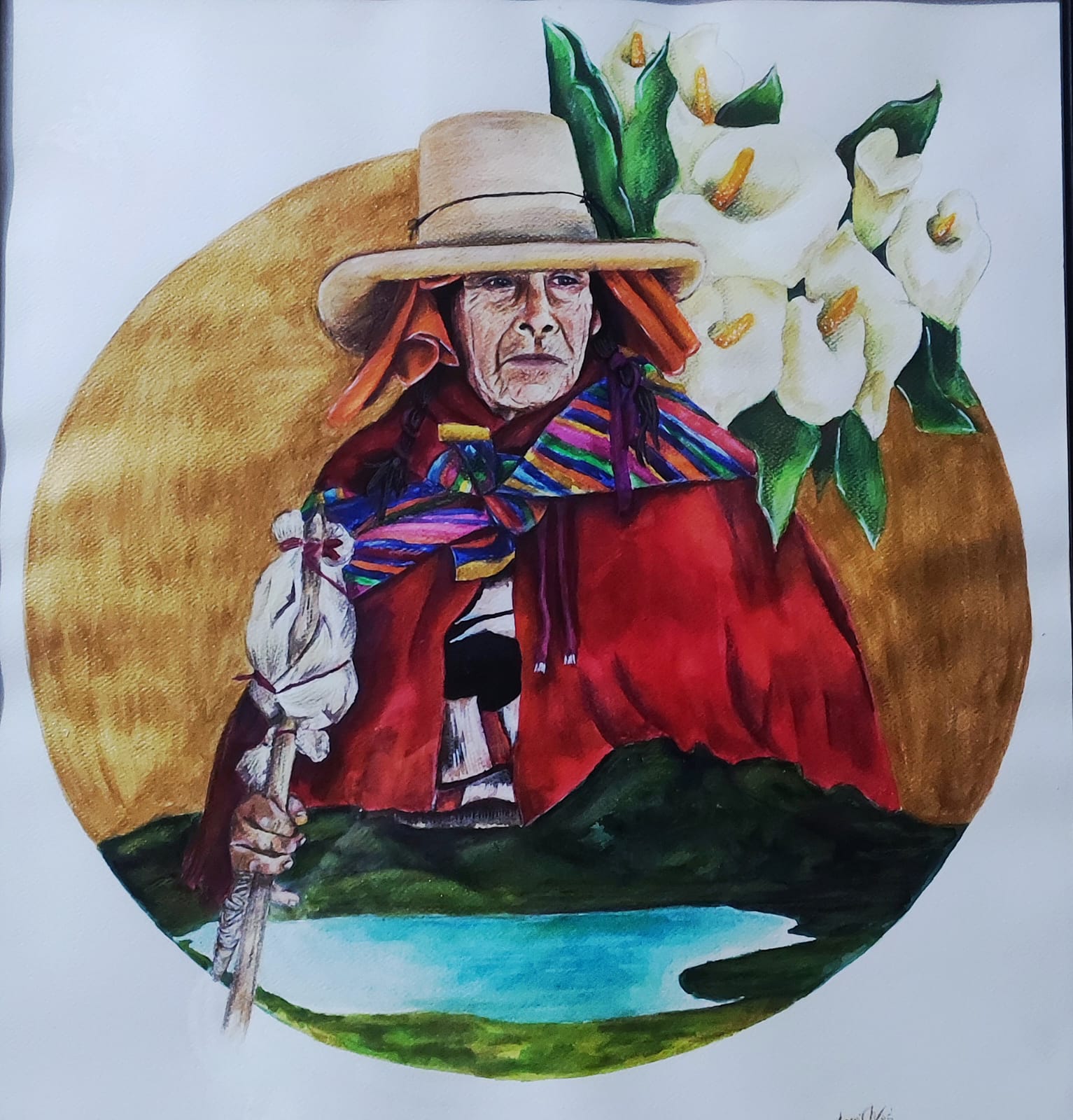 Jacky Chavez Tejedora de luz y tierra Tecnica Acuarela