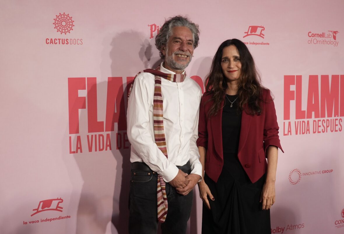 Julieta Venegas y Lorenzo Hagerman en la premiere de Flamingos