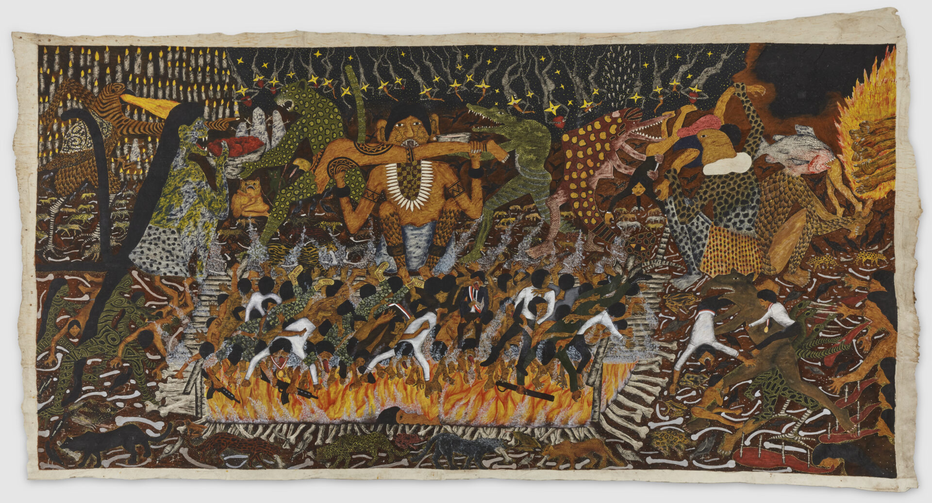 Santiago Yahuarcani Lugar caliente 2023. Cortesia do artista e Courtesy of the artist and Crisis Galeria Lima e and Madrid